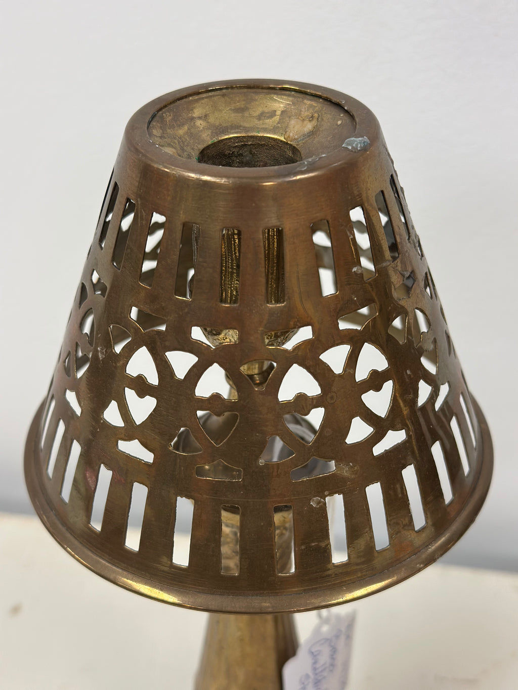 Vintage Brass Candlesticks with Shade (Set of 2)