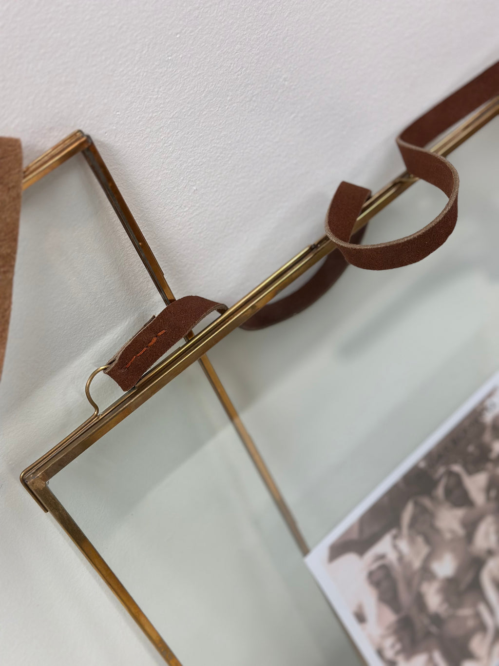 Brass/Leather Hanging Picture Frame