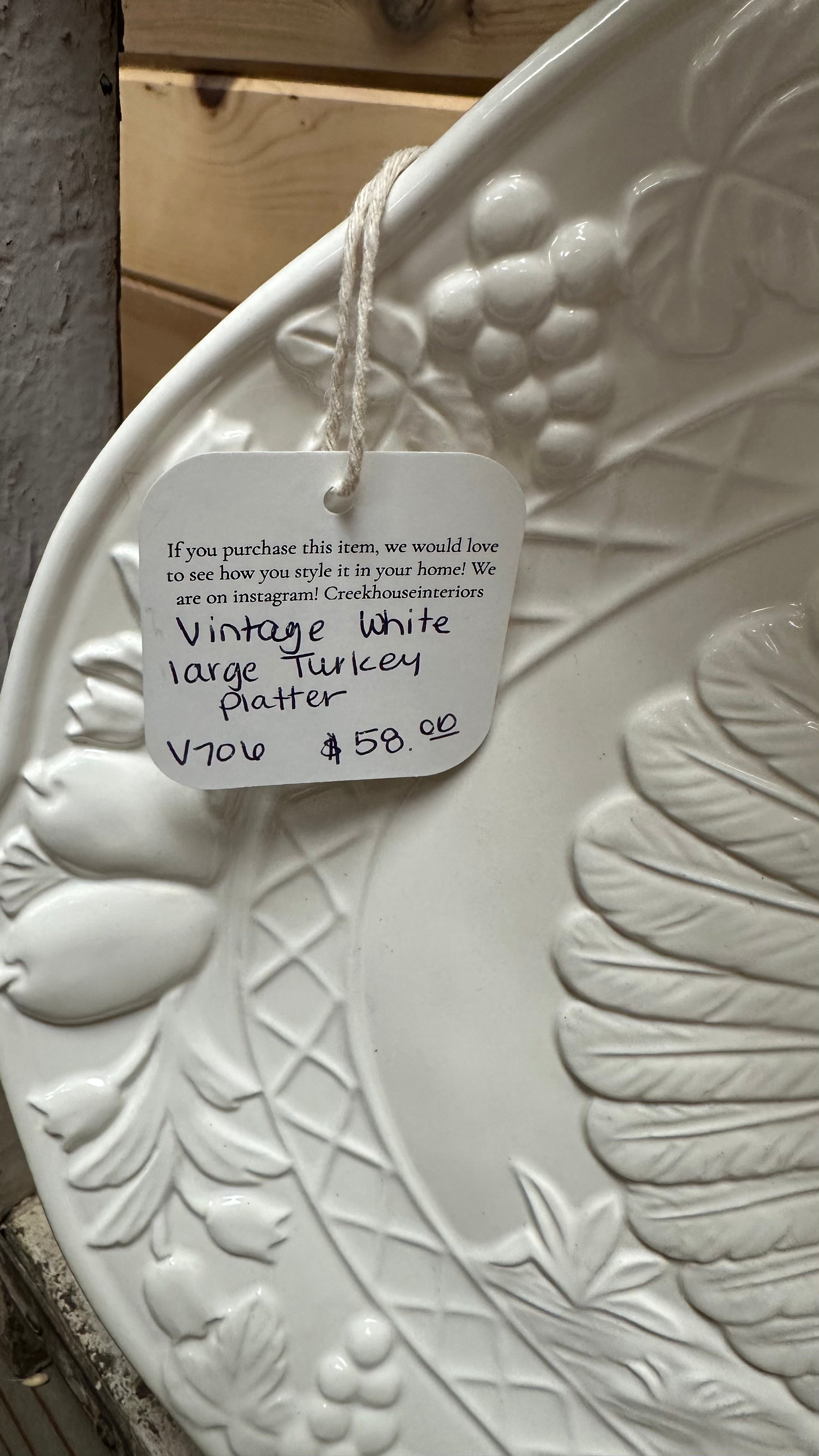 Vintage Ivory Ceramic Turkey Platter