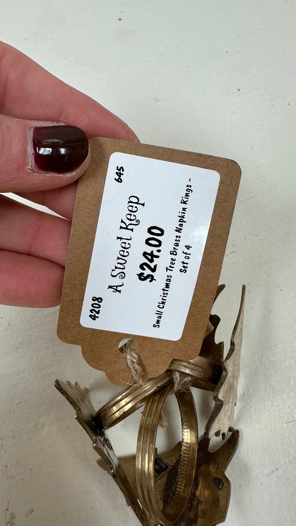 Brass Gold Christmas Tree Napkin Rings (Set of 4)