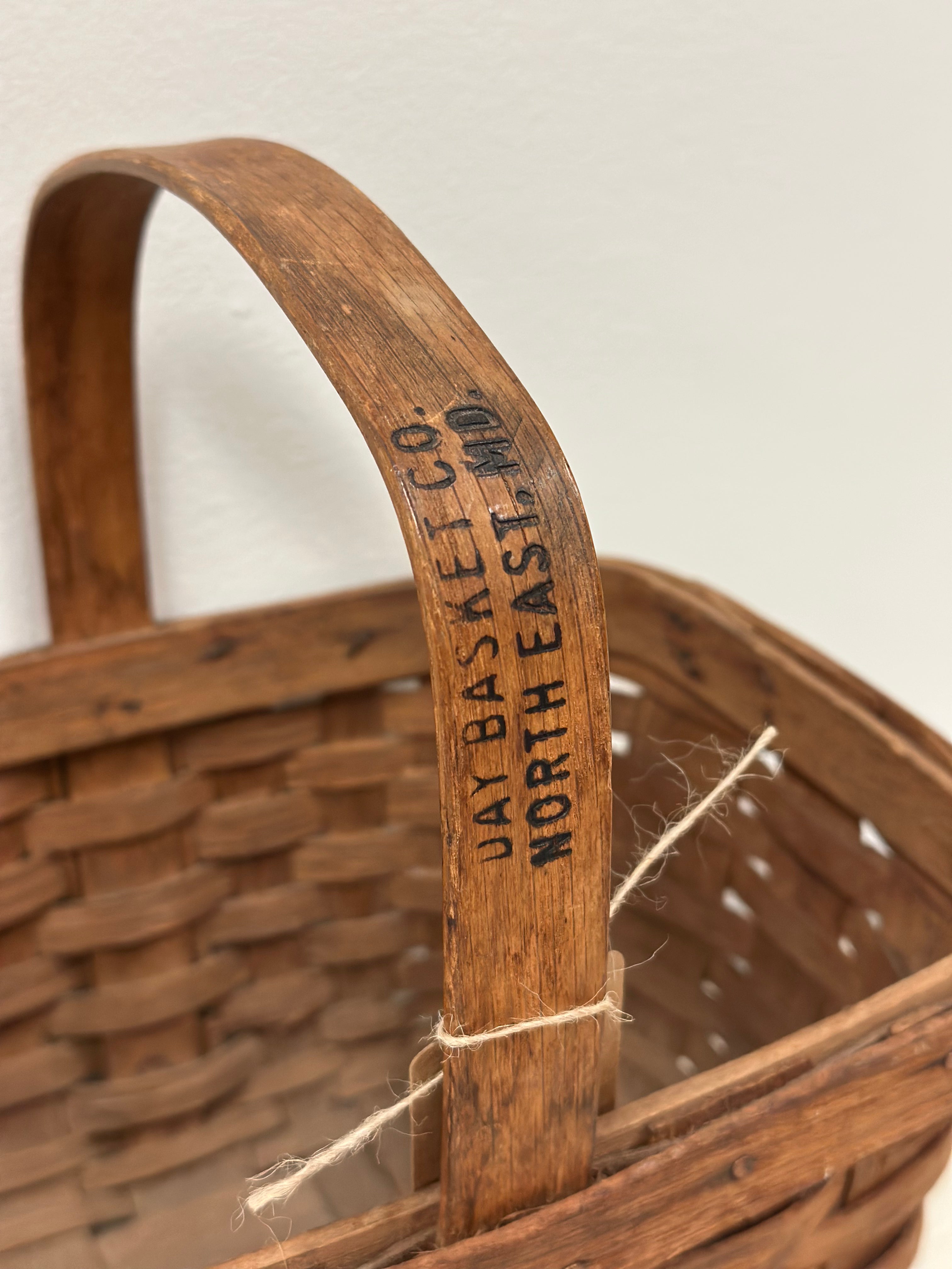Vintage Oak Splint Basket