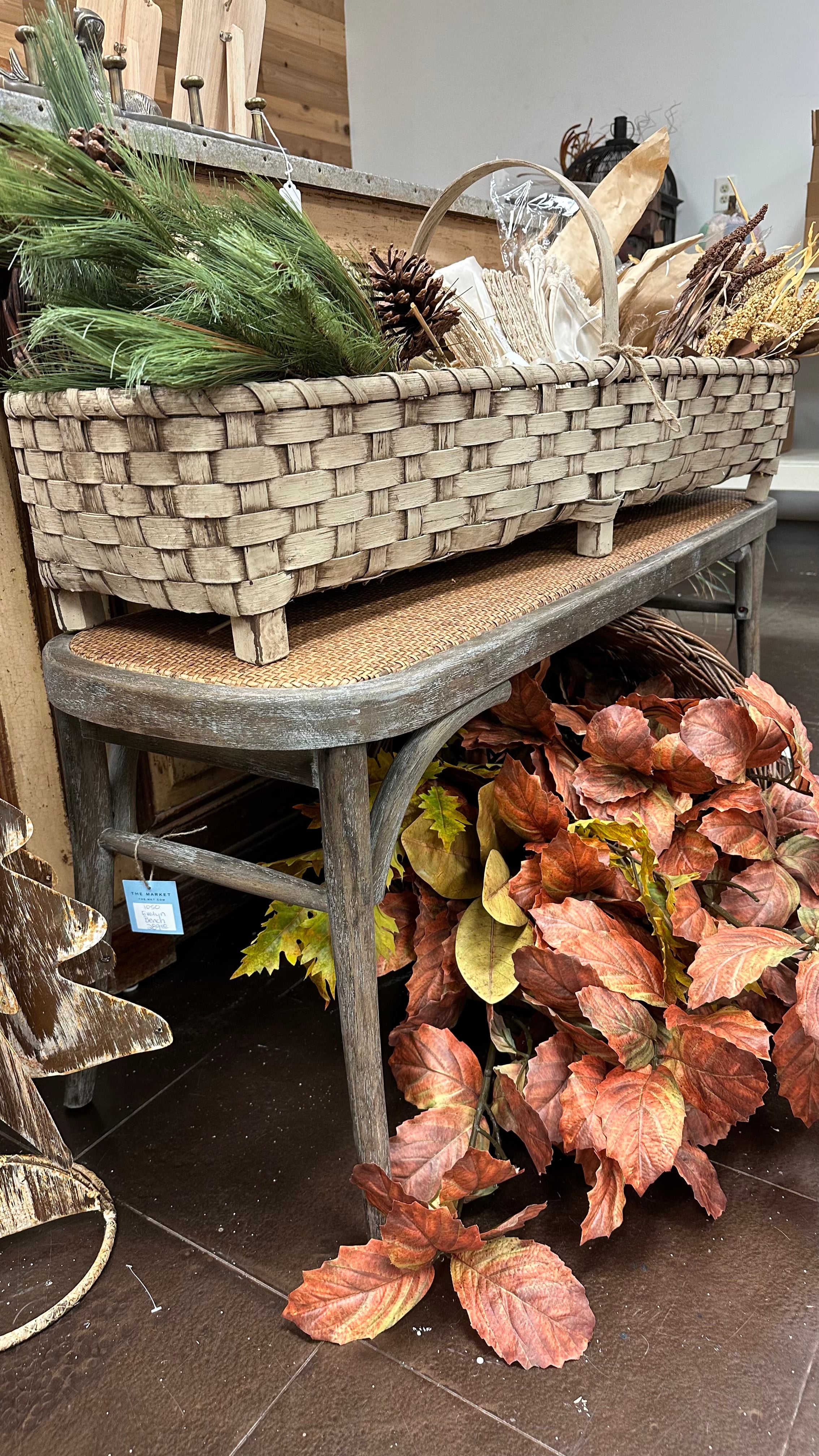 Evelyn Wood/Wicker Bench